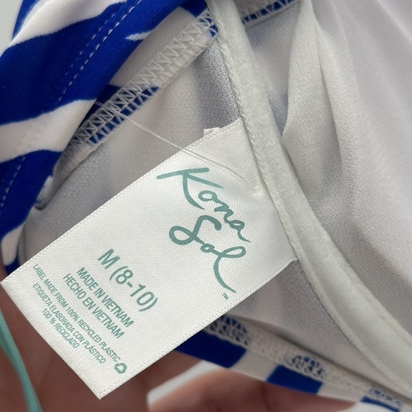 Women's Size M (8-10) Bikini Top CLOSE OUT Kona Sol CLEAN BLUE WHITE BEACH - Picture 3 of 3